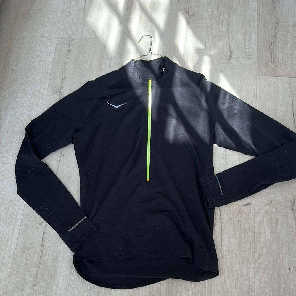 Hoka Men's Black Long Sleeve Shirt with Neon Accent